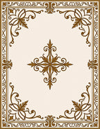 Ornate Golden Floral Scrollwork Design Rug