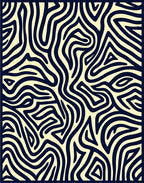 Abstract Wavy Dark Blue Pattern Rug