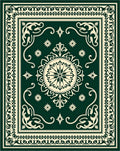 Ornate Floral Mandala Dark Green Rug