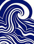 Bold Blue Abstract Swirl Wave Rug