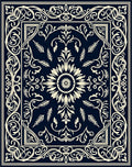 Intricate Floral Cream Border Pattern Rug