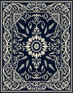 Intricate Floral Cream Border Pattern Rug