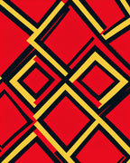Abstract Red Yellow Geometric Art Rug
