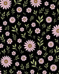 Pink Daisies On Black Background Rug
