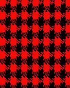 Bold Red Black Houndstooth Pattern Rug