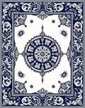 Intricate Ornamental Medallion Border Rug
