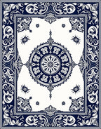 Intricate Ornamental Medallion Border Rug