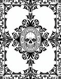 Edgy Black Skulls Ornate Scrollwork Rug
