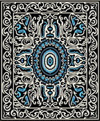 Ornate Mandala Blue Patterned Rug
