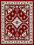 Rich Red Floral Scrollwork Garden Rug