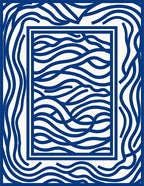 Abstract Blue Wavy Lines Rug