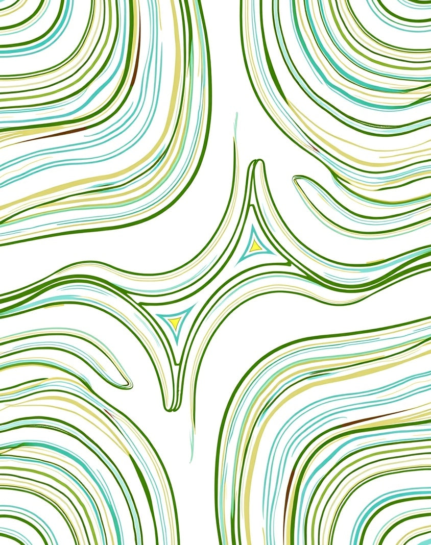 Abstract Swirls Green Aqua Yellow Rug
