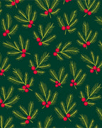Festive Pine Sprig Red Berry Rug