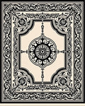 Classic Black Ivory Floral Mandala Design Rug
