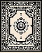 Classic Black Ivory Floral Mandala Design Rug