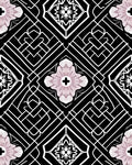 Art Deco Floral Geometric Black White Rug