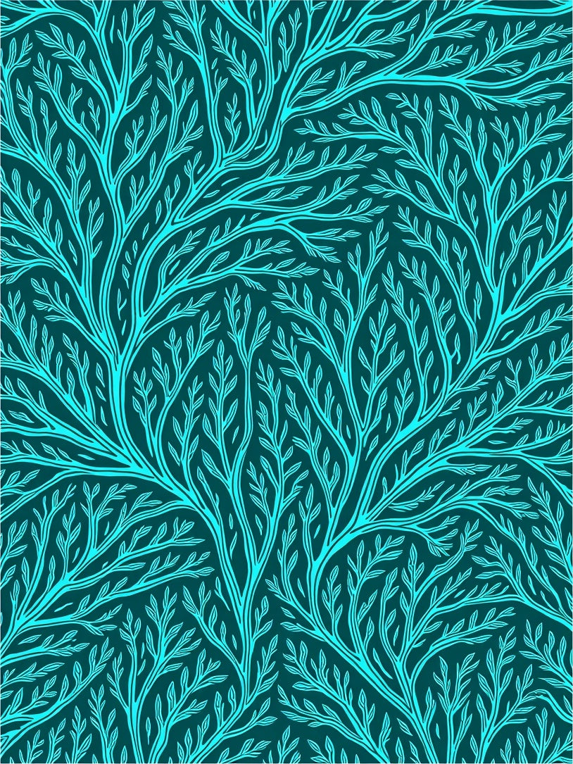 Teal Branch Pattern Design Rug