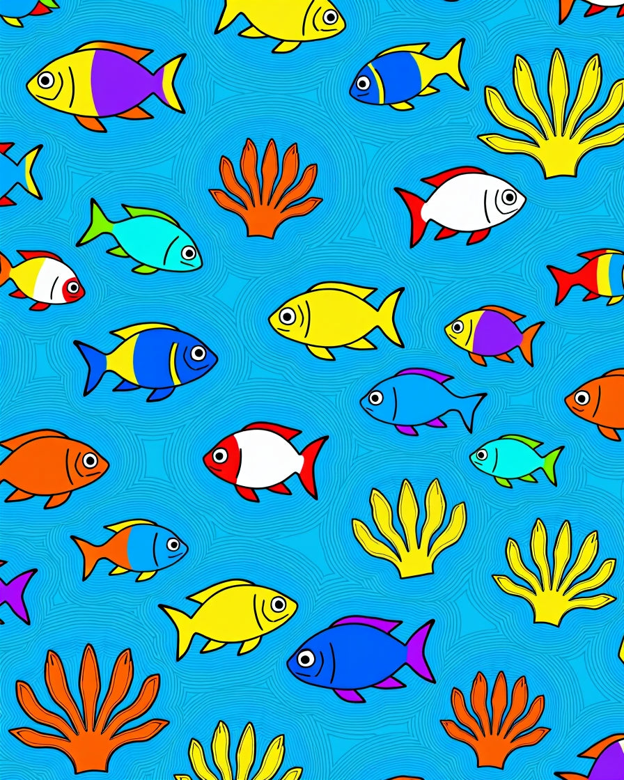 Colorful Fish School Pattern Rug