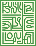 Verdant Abstract Maze Pattern Rug