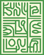 Verdant Abstract Maze Pattern Rug
