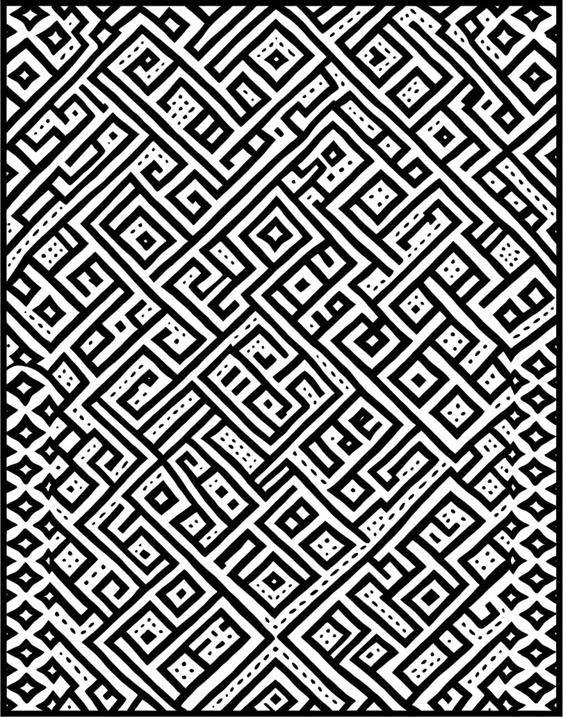 Abstract Geometric Maze Pattern Rug