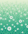 White Daisy Green Grass Meadow Design Rug