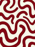 Deep Red Abstract Swirl Design Rug