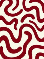 Deep Red Abstract Swirl Design Rug