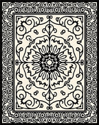 Ornate Floral Scroll Work Design Rug