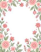 Whimsical Pink Floral Vine Garden Rug