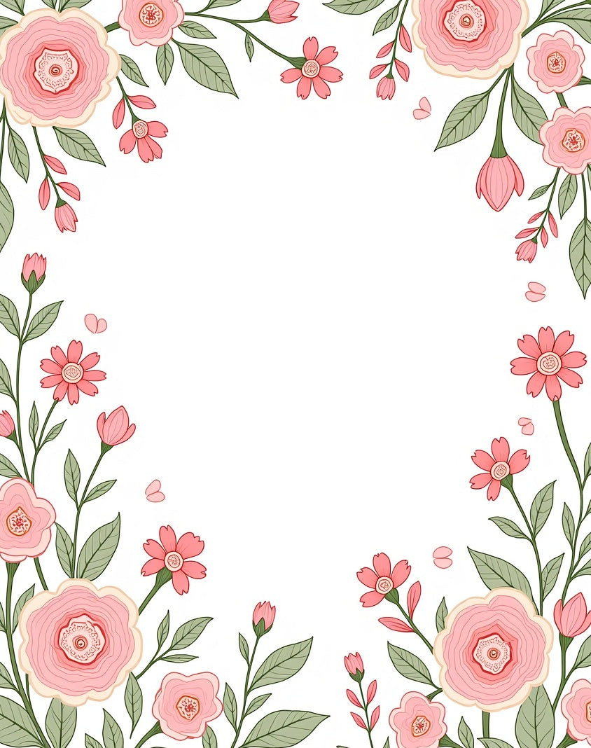 Whimsical Pink Floral Vine Garden Rug