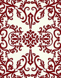 Rich Red Leaf Scroll Pattern Rug