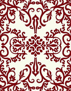 Rich Red Leaf Scroll Pattern Rug