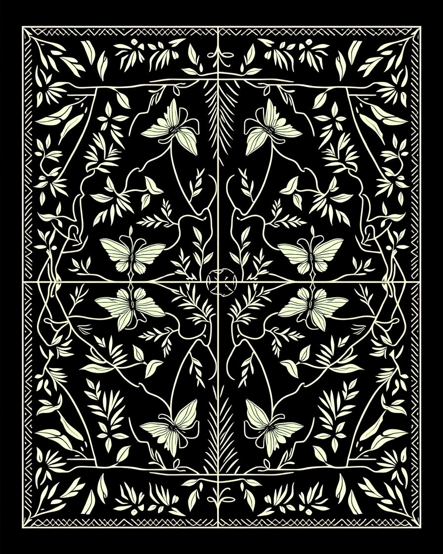 Cream Butterfly Garden Symmetry Rug