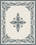 Ornate Floral Scrollwork Framed Rug