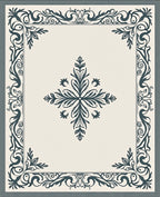 Ornate Floral Scrollwork Framed Rug