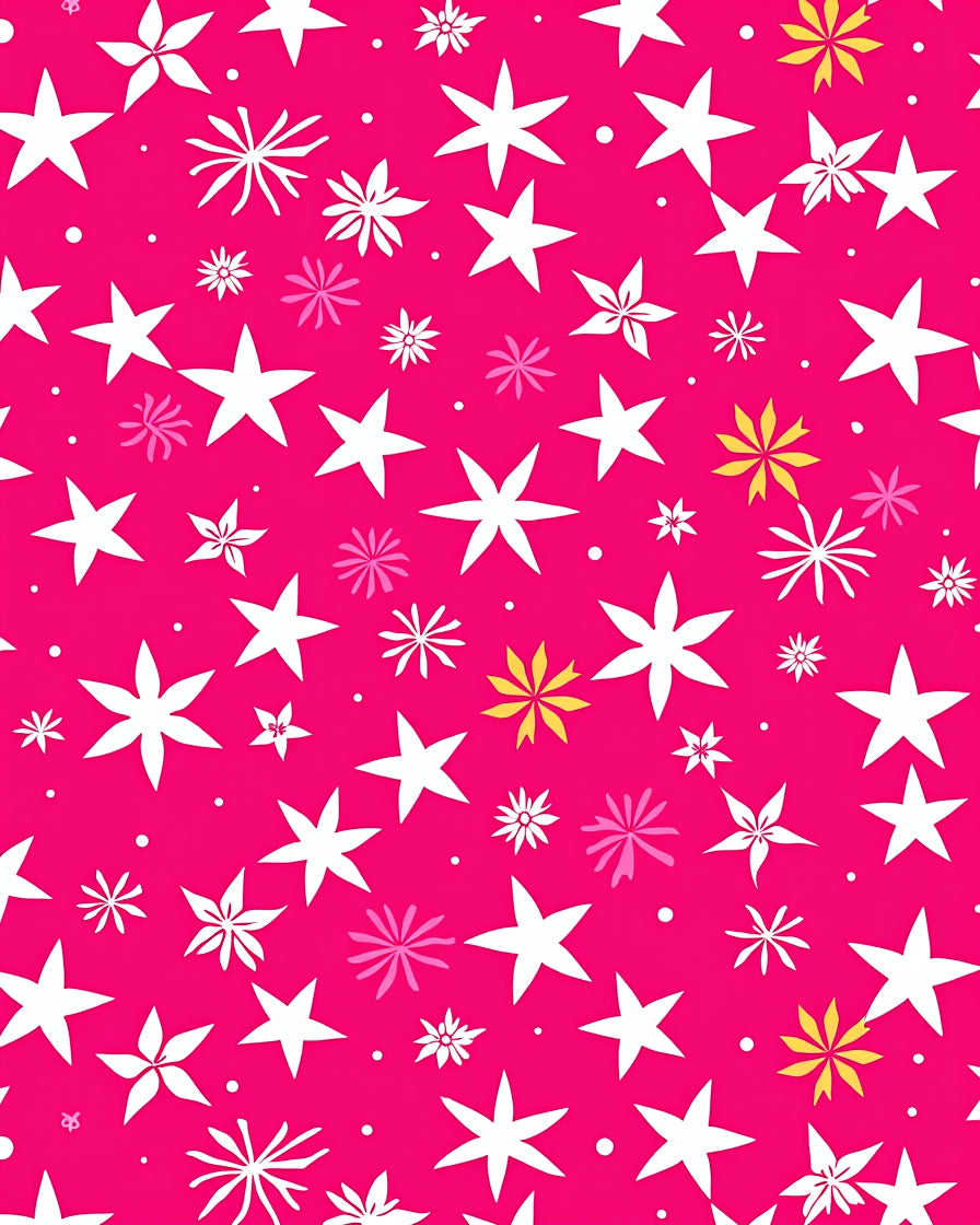 Whimsical Starburst Pattern On Pink Rug