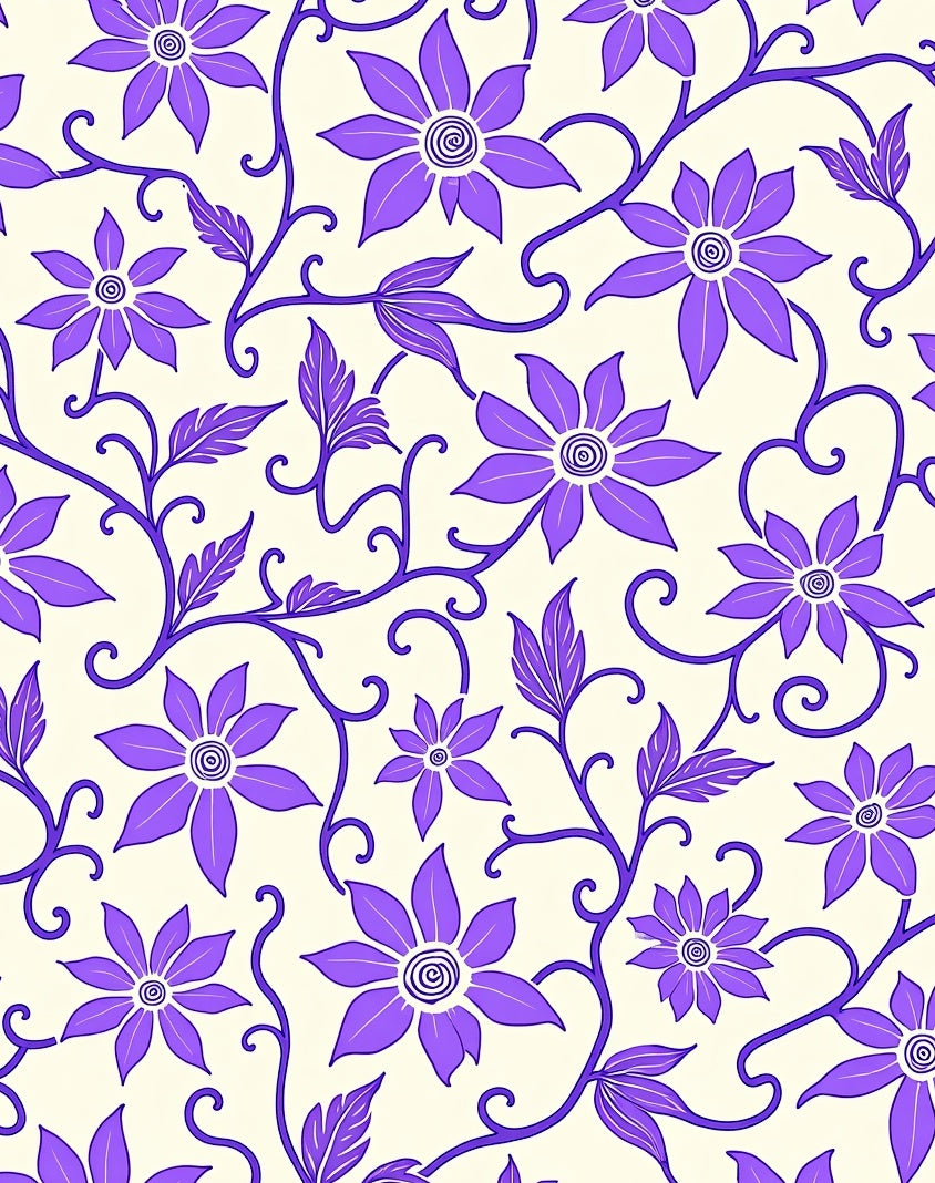 Elegant Purple Floral Vine Design Rug