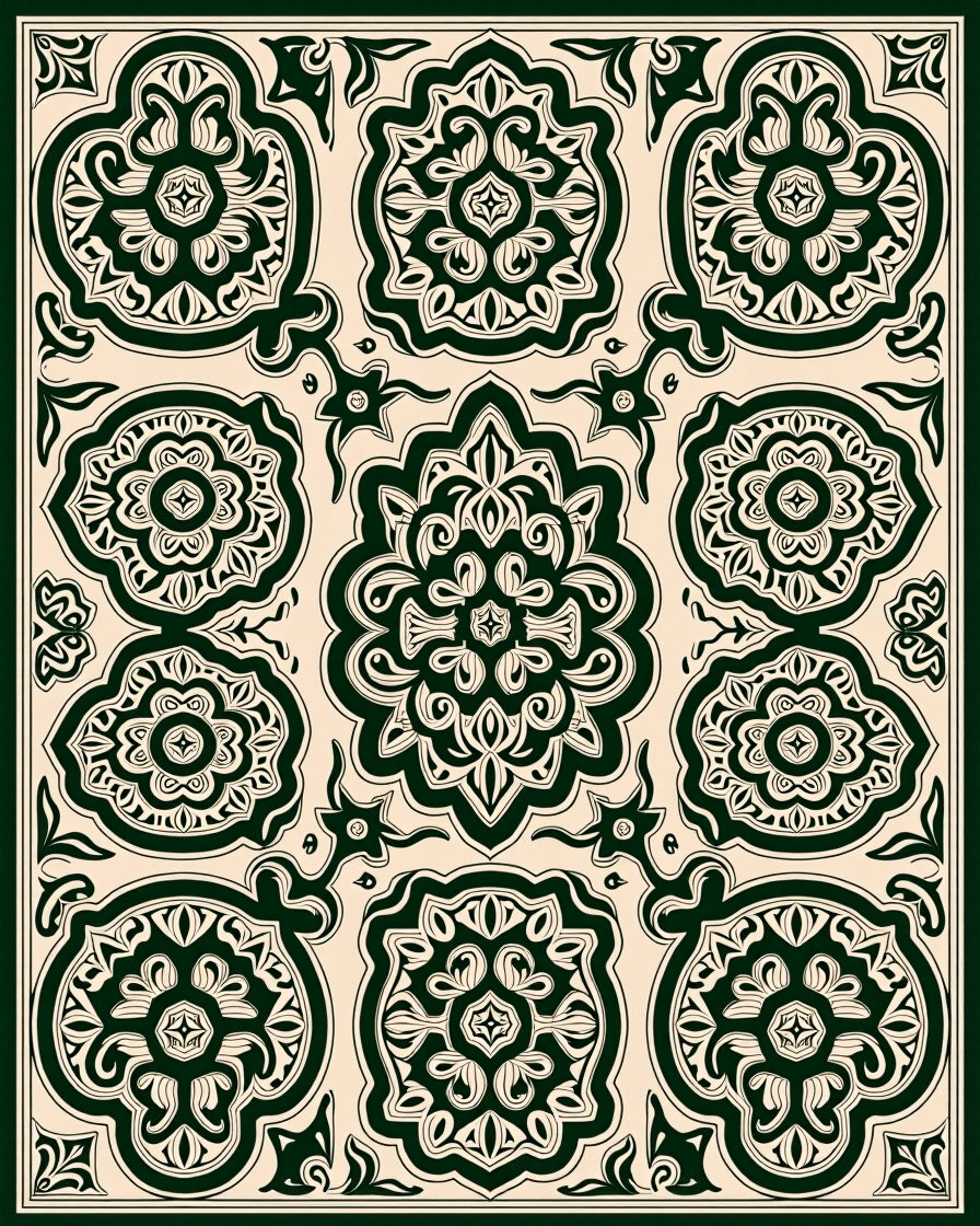 Intricate Symmetry Medallion Pattern Rug