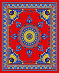 Bold Red Yellow Blue Floral Mandala Rug
