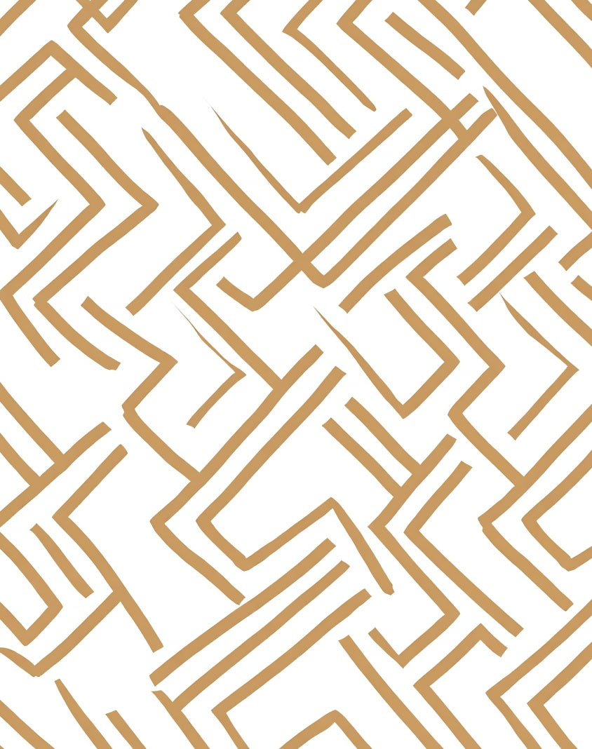 Geometric Lines Abstract Gold Pattern Rug
