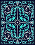 Navajo Inspired Aqua Floral Pattern Rug