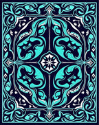 Navajo Inspired Aqua Floral Pattern Rug