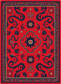 Elegant Red Floral Medallion Rug