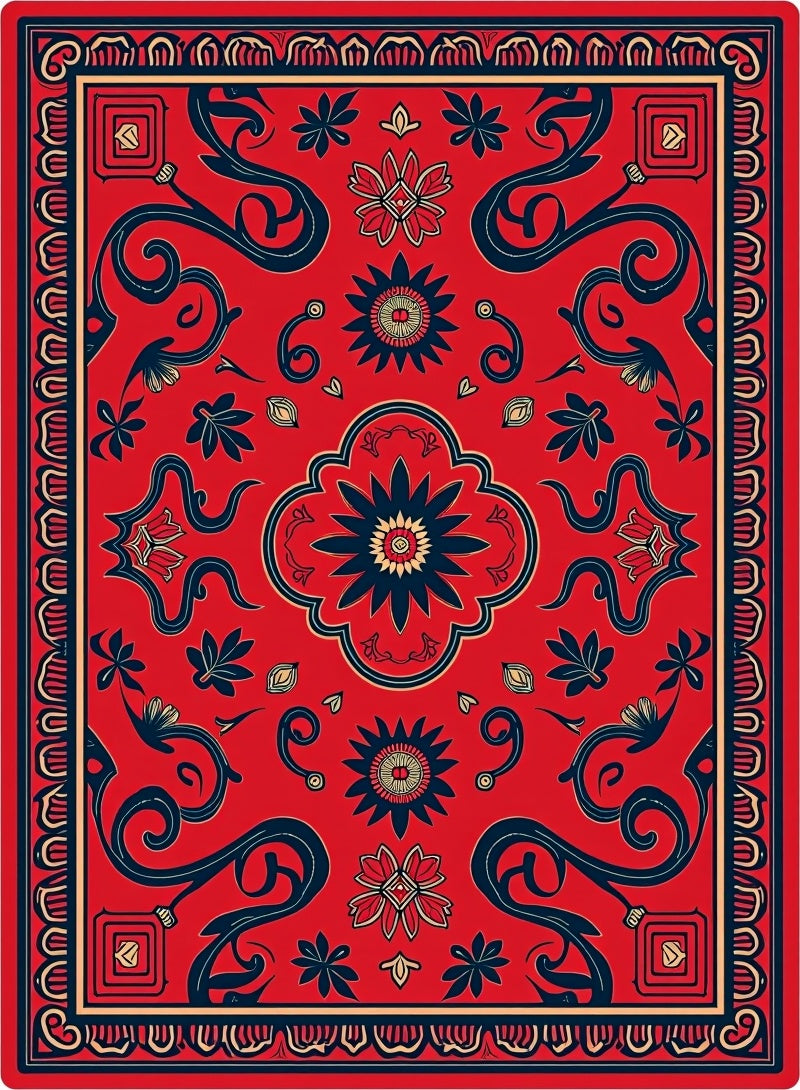 Elegant Red Floral Medallion Rug