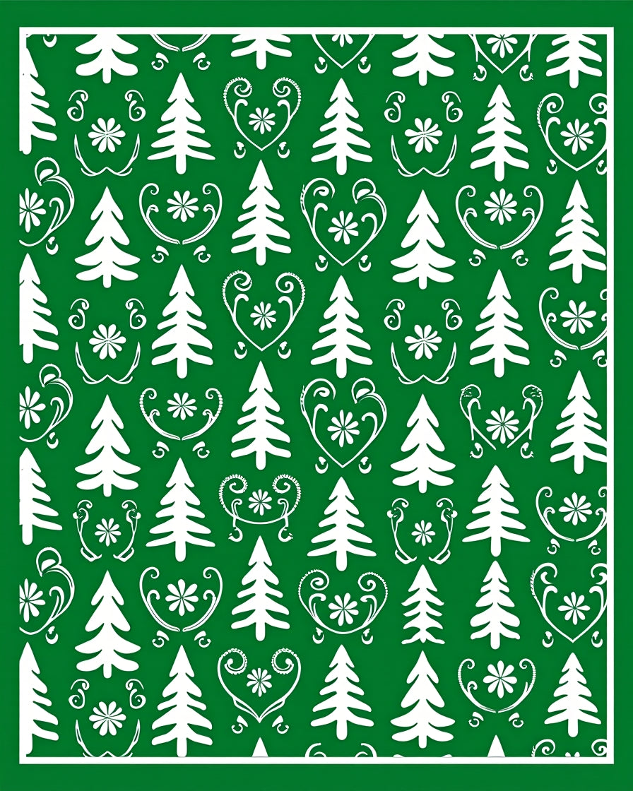 Classic Christmas Trees Pattern Design Rug