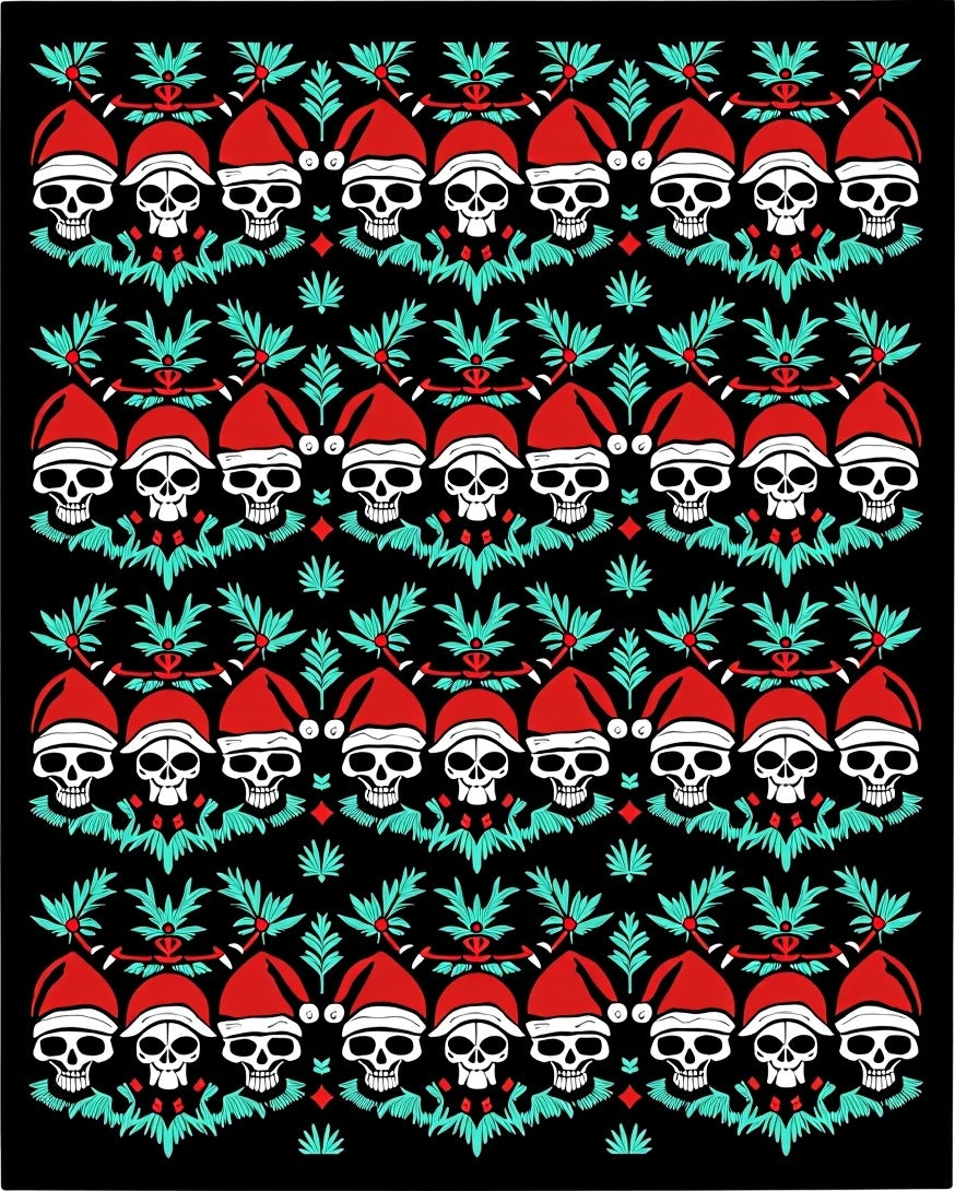 Festive Skull Holiday Festive Foliage Rug