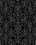 Elegant Black Floral Damask Pattern Rug