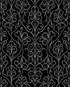Elegant Black Floral Damask Pattern Rug