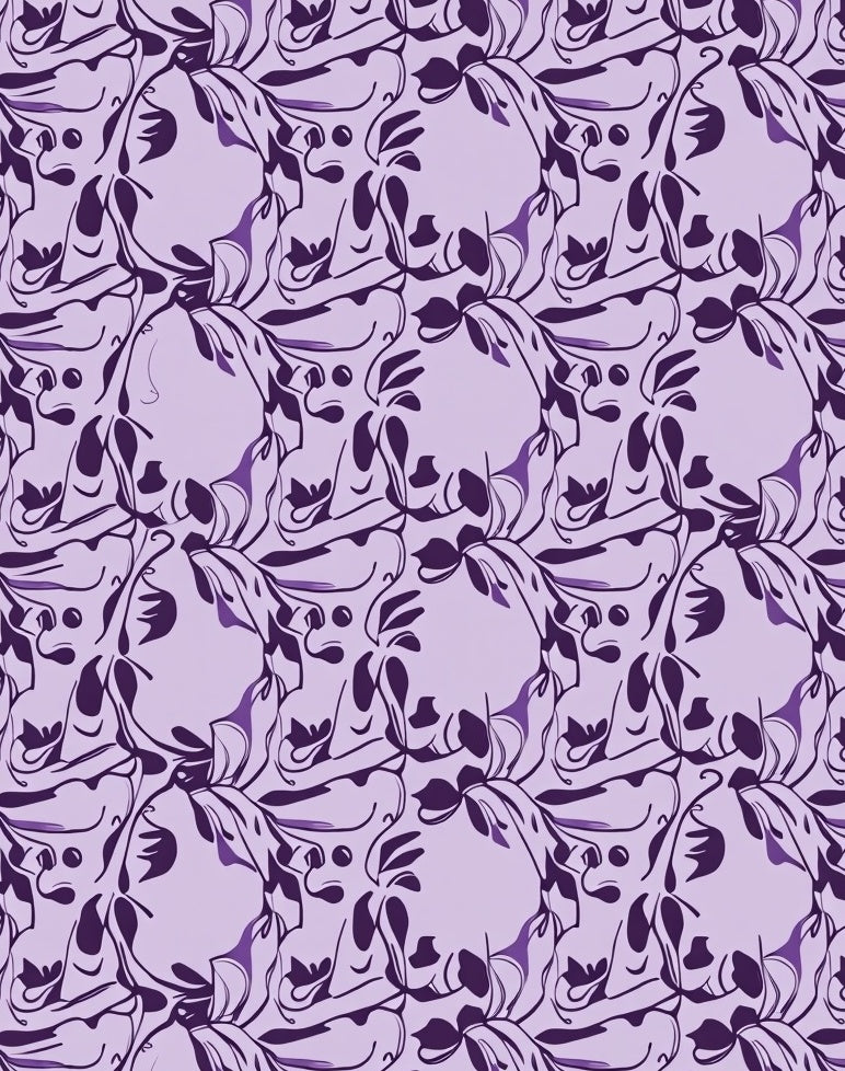 Artistic Purple Floral Swirl Pattern Rug